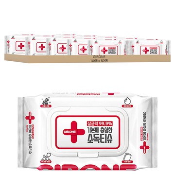 GIBONE 忠於基本消毒濕紙巾 掀蓋型  10個  60張
