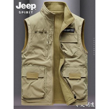 秋冬季馬甲雙面穿男工裝寬松大碼休閑坎肩背心搖粒絨多口袋男外套