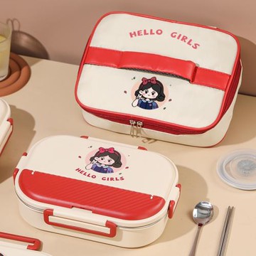 L高顏值304不銹鋼保溫飯盒小學生上學專用分格餐盤上班族女便當盒