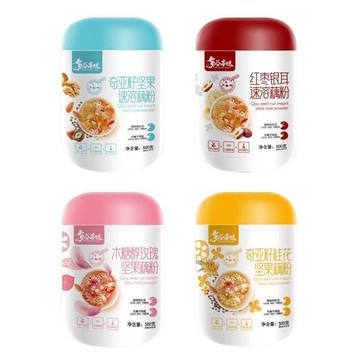 免煮沖飲代餐早餐飽腹食品 休閑食品 玉米葛根粉 玉米羹 奇亞籽水果撈藕粉 500g 多口味 堅果藕粉羹 紅棗枸杞 草莓