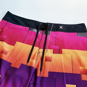 美國百分百【全新真品】Hurley 海灘褲 男 泳褲 側口袋 綁繩 衝浪褲 logo 短褲 拼色塊 BA22