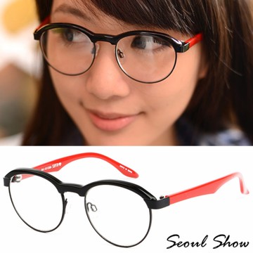 Seoul Show 復古小眉框 平光眼鏡 6762 黑X紅