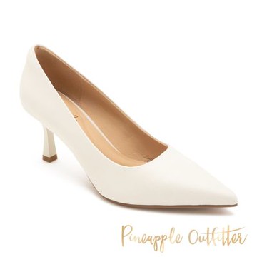 Pineapple Outfitter-率性俐落真皮尖頭高跟鞋GENCHO-白色