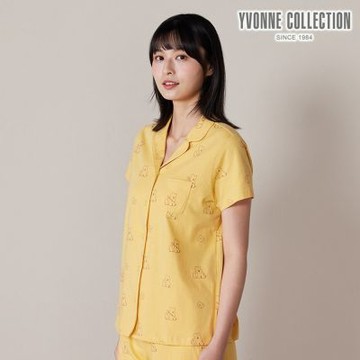 YVONNE 以旺傢飾 DINOTAENG｜QUOKKA & BOBO 印花短袖開襟上衣-盛夏黃