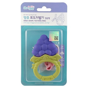 ange 水果寶寶ST TPR材質 安全柔軟  固齒器  握環葡萄 紫色 + 黃綠色  1個