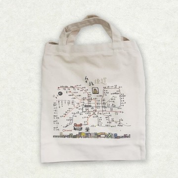 捷運地圖帆布包 可手提肩背兩用 有小內袋