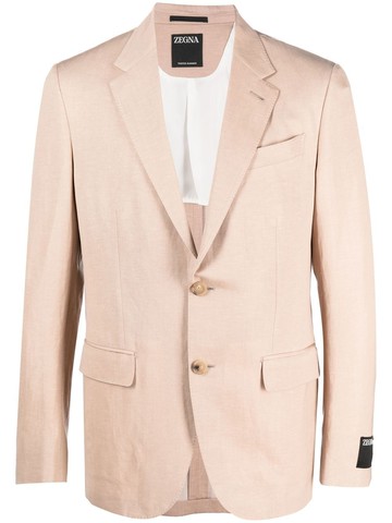 Zegna - single-breasted button blazer - men - Cupro/Linen/Flax/Wool - 48 - Brown