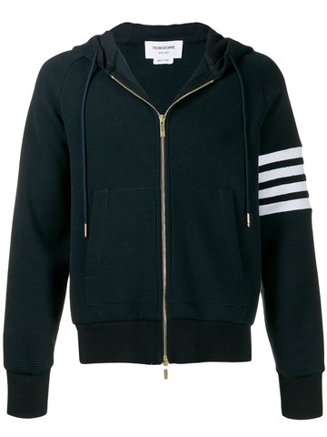 Thom Browne - 4-Bar raglan-sleeve waffle stitch hoodie - men - Cotton - 1 - Blue