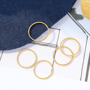 宏雲Hongyun- Xyx-冷淡ins風個性小眾鈦鋼素圈圓環戒指男女款鍍18k真金尾戒手飾a085