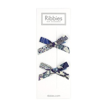 Ribbies｜花布蝴蝶結2入組-深紫藍