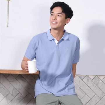 【7th island】男版經典Polo。嬰兒藍｜都會休閒4色。白色開襟。台灣藍鵲電繡。透氣親膚
