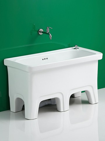 高腳家用特長超大號拖把池陽臺陶瓷墩布池衛生間洗地盆拖布池戶外/拖把池/墩布池/水槽池/拖布池