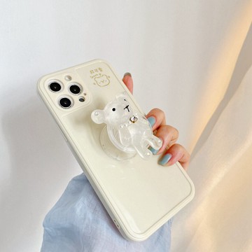 手機支架日系網紅可愛小巧氣囊氣墊卡通粉色小熊白色透明粘貼式可愛少女心懶人手機支架女款桌面支撐架