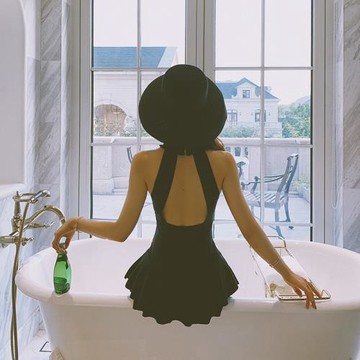 泳衣女韓國ins風網紅仙女范遮肚顯瘦性感露背小胸聚攏連體泳裝