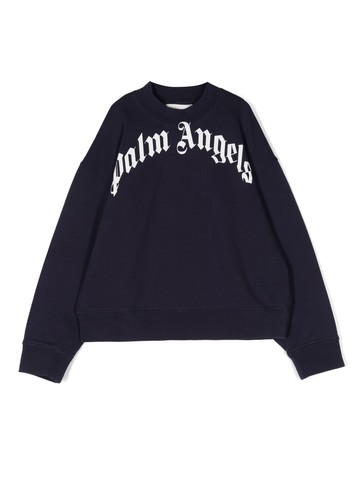 Palm Angels Kids - logo-print sweatshirt - kids - Organic Cotton - 4 yrs - Blue