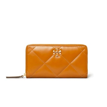 TORY BURCH Kira Diamond Quilt 拉鍊 皮夾 卡夾 長夾 棕色