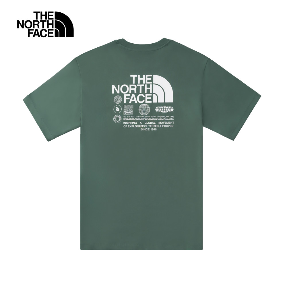 The North Face北面男女款綠色純棉大尺寸印花短袖T恤｜8D84HCH