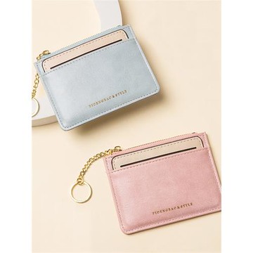 簡易小卡包女小巧超輕薄款防消磁卡夾可愛撞色學生卡套零錢包一體