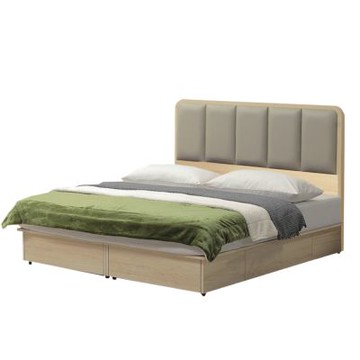 文創集 愛亞6尺雙人加大皮革四抽床台組合(床頭片＋四抽床底＋不含床墊)-182x198x106cm免組