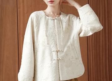 【對襟】新中式復古中國風 盤扣提花茶服