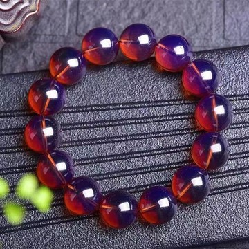 正品天然5A淨水多米尼加紫羅蘭藍珀原礦單圈手串 蜜蠟琥珀圓珠佛珠手鍊男女款