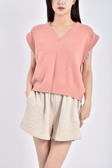 加購優惠(F) 質感針織無袖背心粉色毛衣