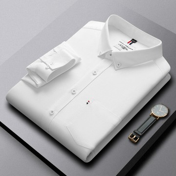 【新款熱賣】100%純棉高端牛津紡長袖襯衫男士凈版商務休閑磨毛襯衣工裝寸衫潮