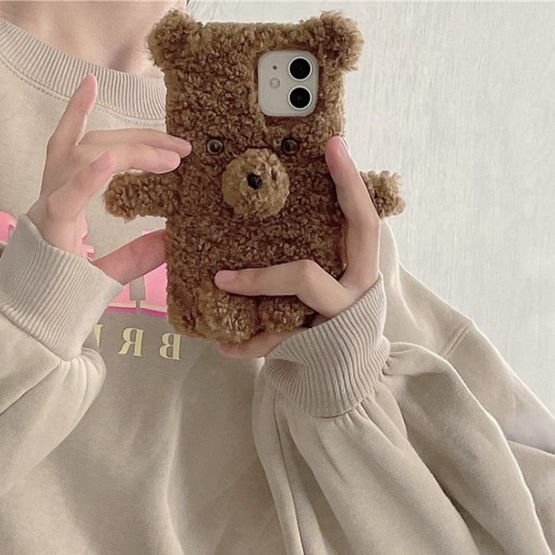 2色 スマホケース スマホカバー もこもこ くま キャラクター 着ぐるみ風 可愛い 韓国系 携帯カバー 携帯ケース アクセサリー 茶色 ベージュ 耳付き Iphone 7 8 通販 Lineポイント最大0 5 Get Lineショッピング