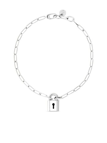 Dodo - padlock-detail cable-link chain bracelet - women - Sterling Silver - XXL