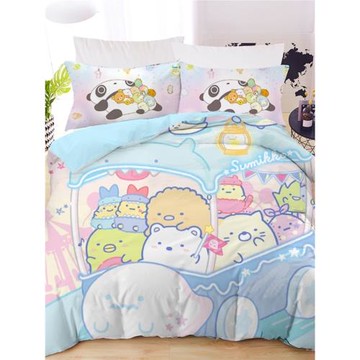 卡通兒童房角落生物全棉床品3四件套女生純棉床單學生宿舍被套1.5