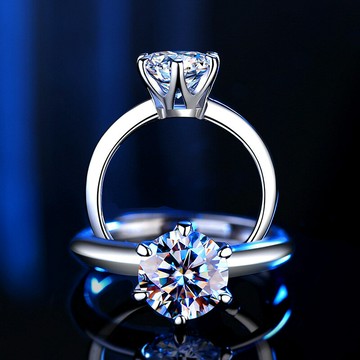 現貨+預購 莫桑石戒指925純銀-一克拉D色皇冠六爪女飾品74gk11【獨家進口】【米蘭精品】