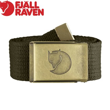 【 Fjallraven 小狐狸 Canvas Brass Belt 4cm帆布皮帶《深橄欖》】F77297/織布皮帶/帆布腰帶