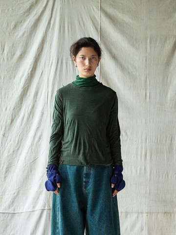 日系復古 羊毛混紡針織T恤 休閒打底衫