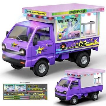 ✨寶貝嚴選✨ 新品 聲光汽車 微卡漂移車 漢堡雪糕外賣車載貨 雙開門 可甩尾漂移 仿真音效 自带灯光 兒童玩具車