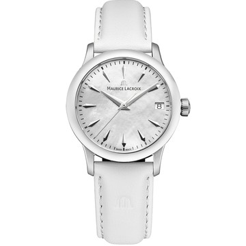 Maurice Lacroix 1975系列 優雅復古珍珠貝日期石英女錶-白/33mm 751006-SS001-160-7