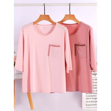 春季新款睡衣上衣單件女家居服莫代爾棉純色睡衣女夏七分袖居家服