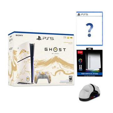 SONY 索尼 PS5光碟版主機 Slim版《羊蹄山戰鬼》黃金限量版同捆組+隨機遊戲1片+充電座+直立架