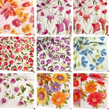 Sybilla花卉印花純棉大手帕領巾58cm(任選)989164｜GoBrand購名牌