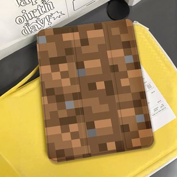 原創小眾藝術像素風土塊適用11代2025款air7ipadpro11三折ipad殼防彎亞克力平板殼10.2寸air4/5mini6帶筆槽