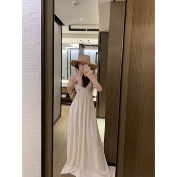 Middletone | 繆斯之戀~超仙決美重工款珍珠吊帶連衣裙度假長裙女