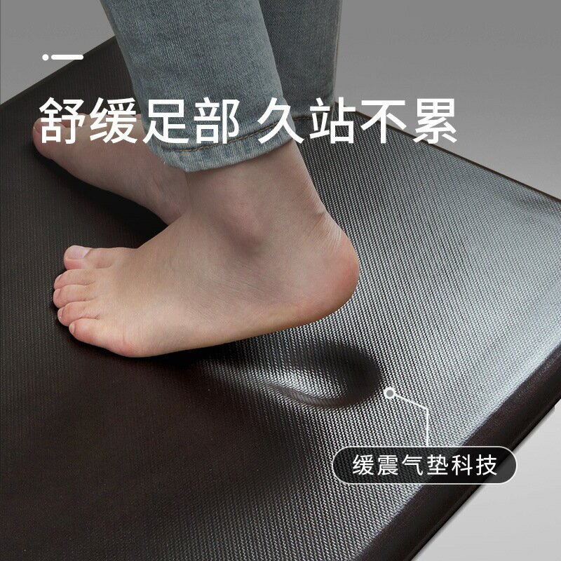簡約防水防油污長條廚房地墊 加厚PU皮革家用防滑腳墊可擦洗