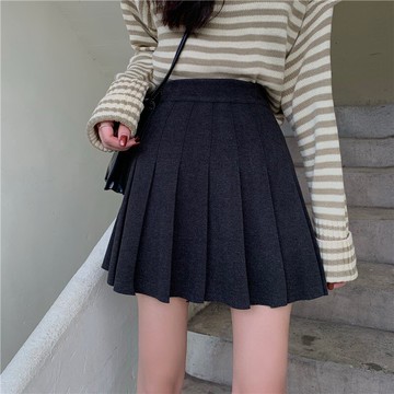 150cm小個子秋冬新款加厚毛呢經典百褶裙半身裙女145矮個子穿搭xs