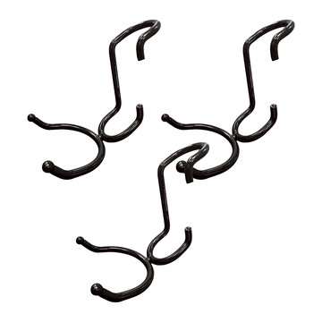KI WISH 居家生活 鐵管雙勾 Set 3入 適用1英吋鐵管 鐵架配件  黑色  1組