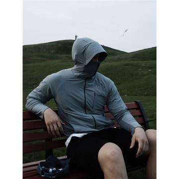 GTAL夏季純色UPF50+男士立體剪裁拼接機能戶外防曬連帽透氣沖鋒衣