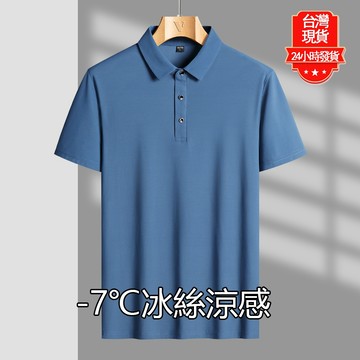【台灣現貨】M-8XL大尺碼高質感冰絲柔軟順滑冰絲POLO衫男 吸濕排汗商務翻領上班T恤 冰絲速乾排汗衫男生短袖
