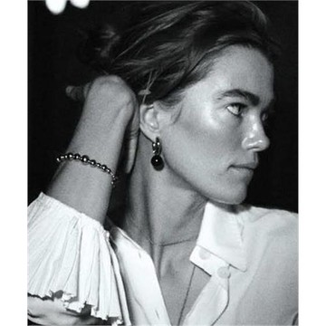 區別市面LIESTUDIOS耳環黑瑪瑙18K金耳扣圓球高級簡約時尚歐美ins