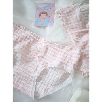 淡粉裙擺~少女內褲粉色甜美蕾絲花邊日系抗菌舒適純棉女士三角褲