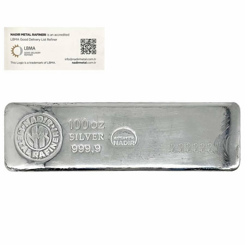 3.1kg Nadir Metal Refinery シルバー 銀インゴット 銀地金 新品未使用