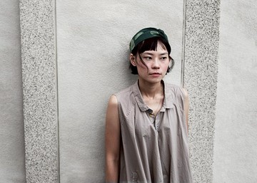 隕石系 森林綠 不對稱亞麻髮帶 手工印染