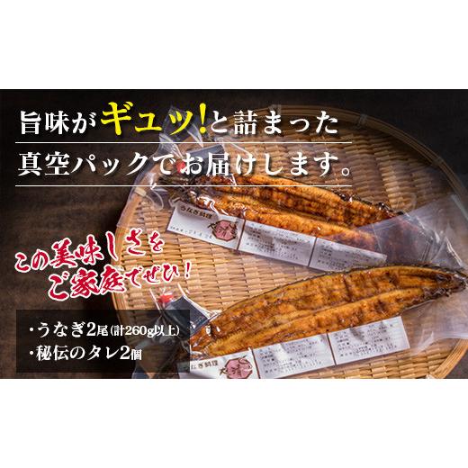 ふるさと納税 宮崎県 日南市 職人手焼きうなぎ蒲焼2尾(計260g以上)　鰻　ウナギ　魚　魚介　国産 CD40-23